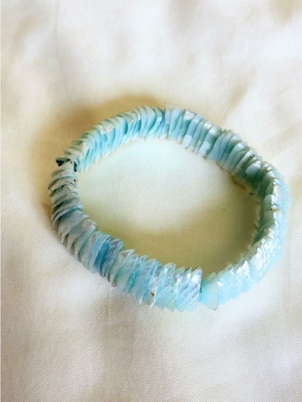 Handmade Light Blue Shell Stackable Bracelet - Picture 7 of 8